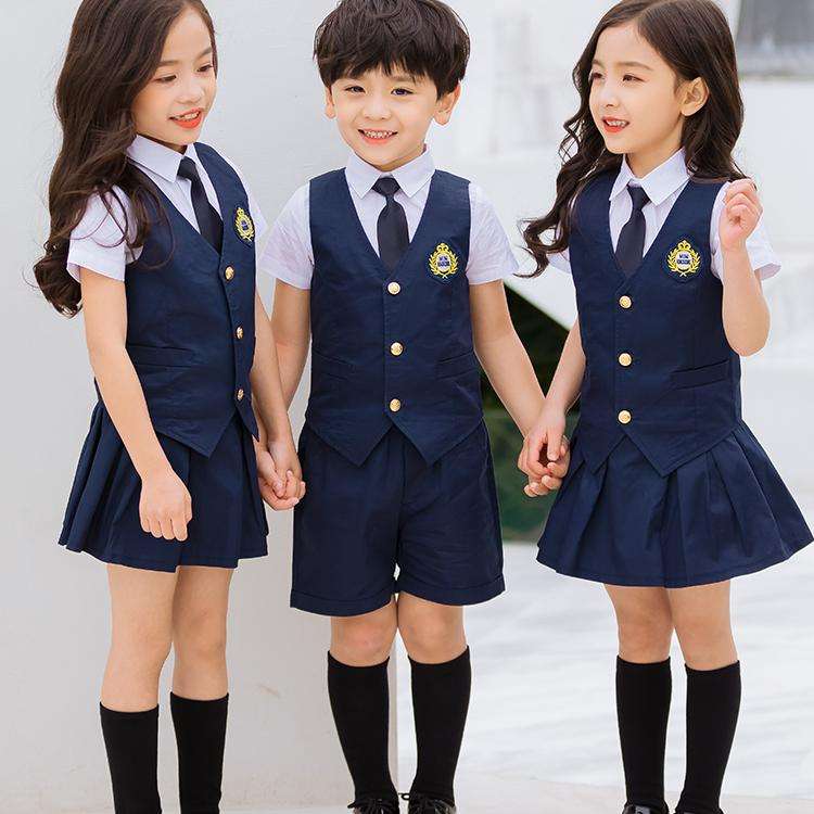 Custom Design Summer Primary School Uniform Shirt Kindergarten Student’s Skirt Kids Uniform-cnuniform